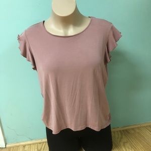 Mauve super soft frilly tee xl scoop neck